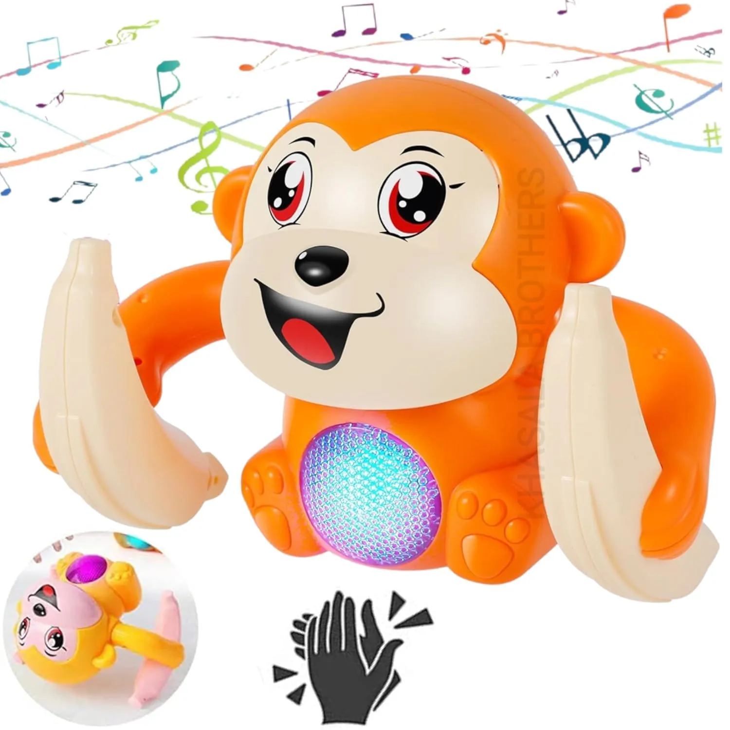 Khasala Brothers® Monkey Funny Musical Voice Controlled Monkey Toy Music Animal Toys, Monkey Touch Control Musical Light and Sound Effects Toy for Kids