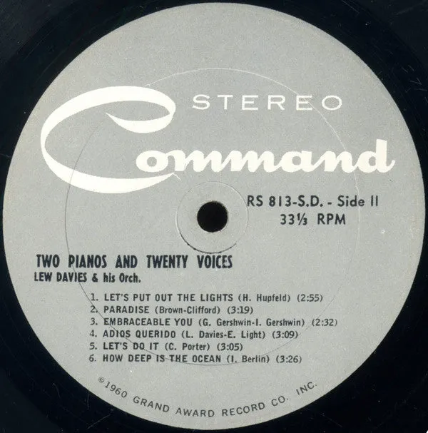 Lew Davies And His Orchestra - Two Pianos & Twenty Voices (LP, Album) (VG )