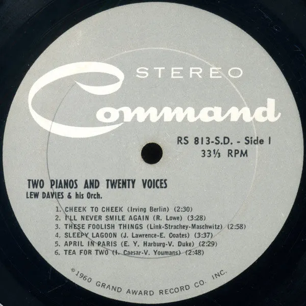 Lew Davies And His Orchestra - Two Pianos & Twenty Voices (LP, Album) (VG )