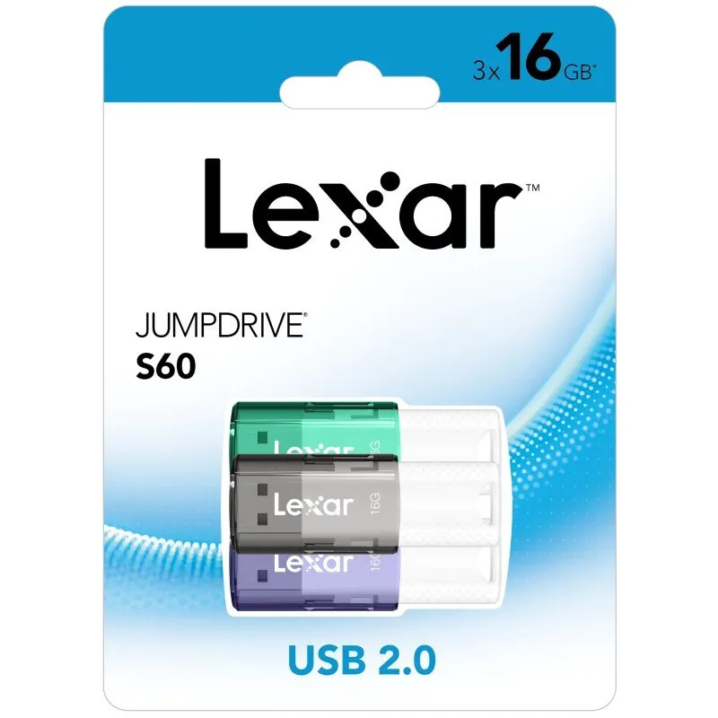 Lexar JumpDrive S60 USB 2.0 Flash Drive 16GB - 3 Pack