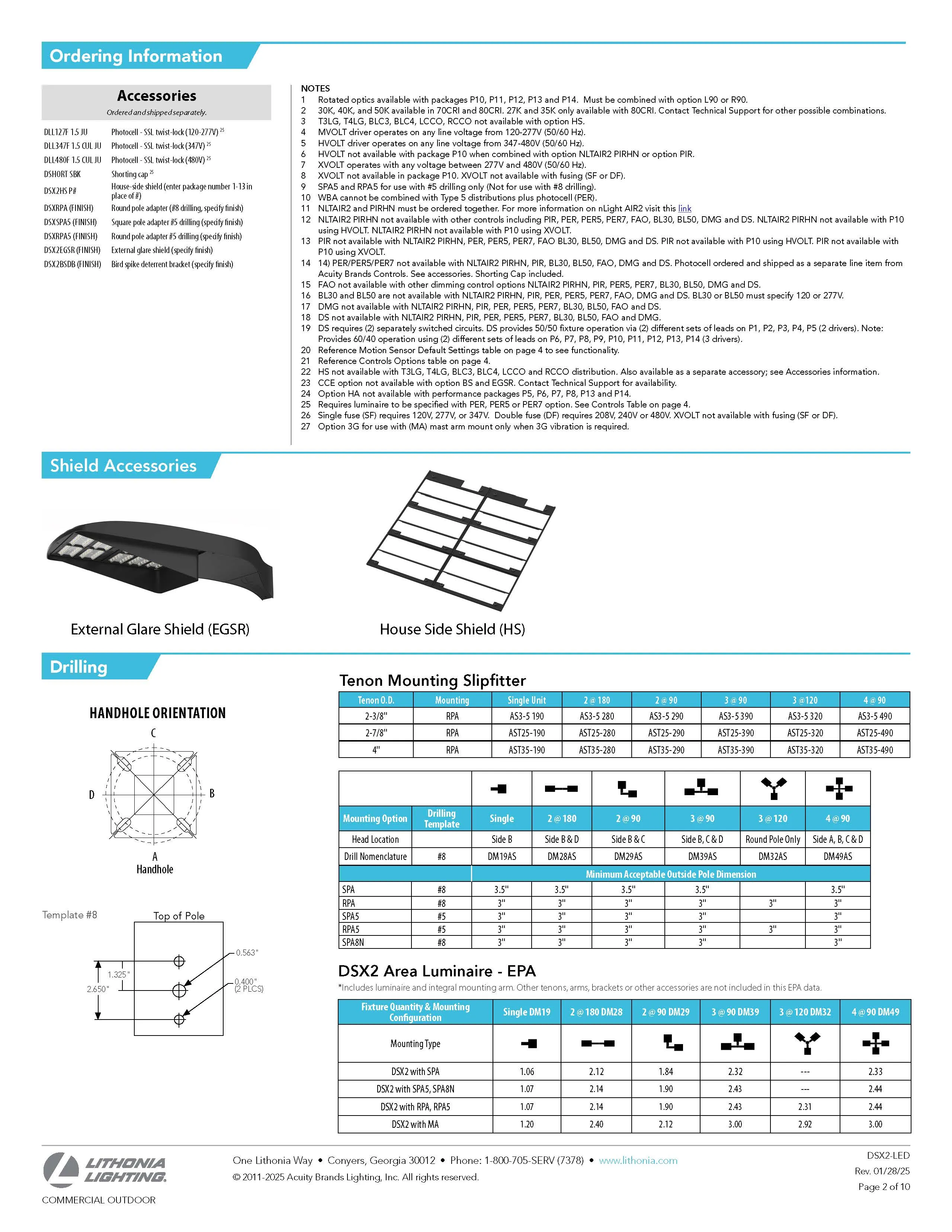 Lithonia LED Light DSX2 LED P8 30K T4M 480 RPA VG DBLXD USPOM MEZ129598 Area Luminaire  - New/Open Box