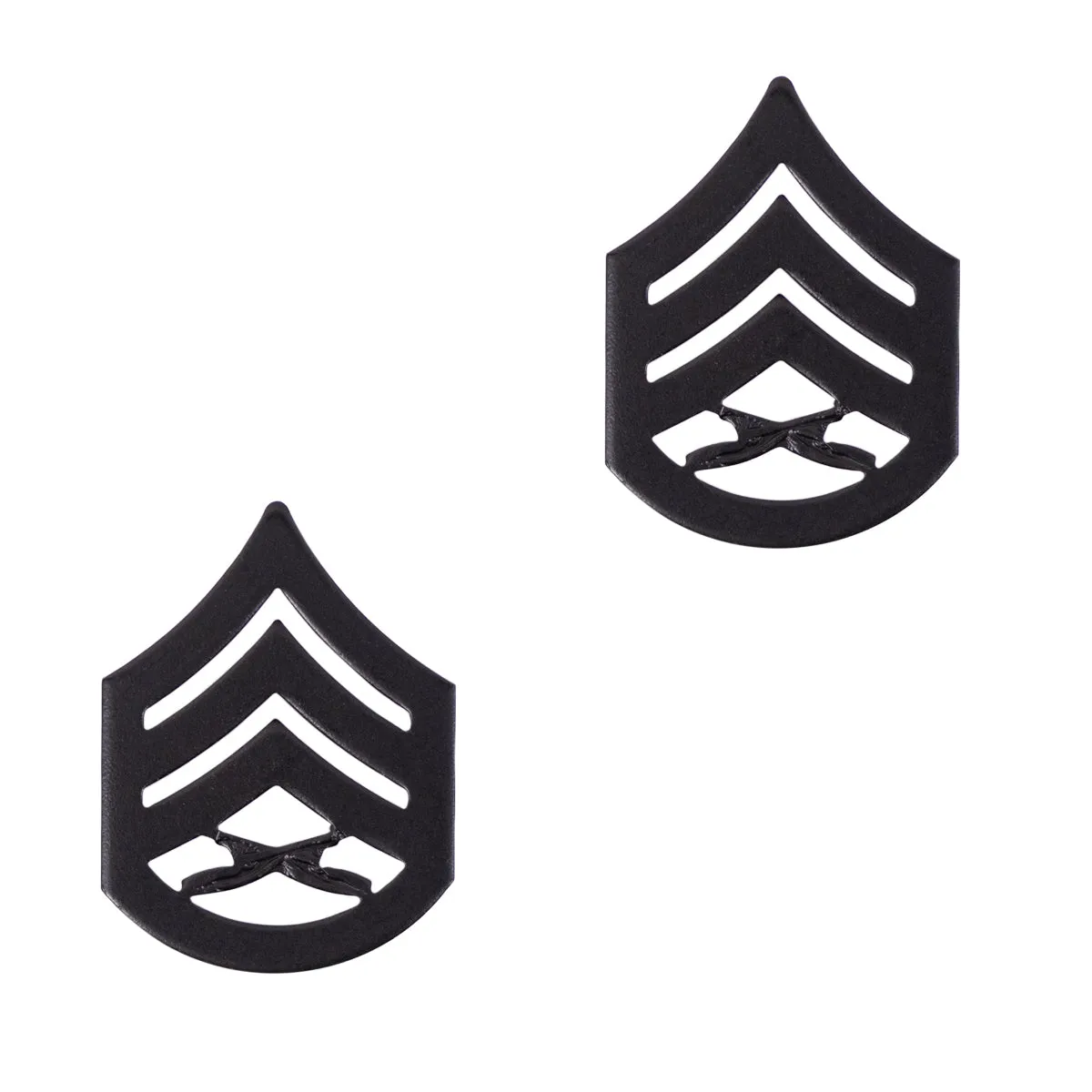 Marine Corps Chevron: Staff Sergeant - black metal, solid brass