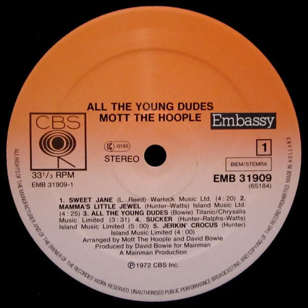 Mott The Hoople - All The Young Dudes (LP, Album, RE) (NM or M-)