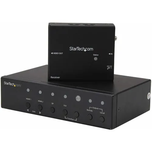 MULTI-INPUT HDBASET EXTENDER WITH BUILT-IN SWITCH - DISPLAYPORT VGA AND HDMI OVER CAT5 OR CAT6 - UP TO 4K