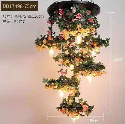 Music Restaurant Bar Atmosphere Flower Chandelier Bar Front Green Plant Wheel Pendant Light Shop Art Personality Light
