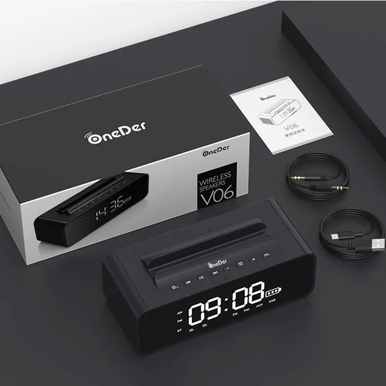 Oneder V06 Smart Bluetooth Speaker with Alarm Clock, FM Radio, and Hands-Free Calling