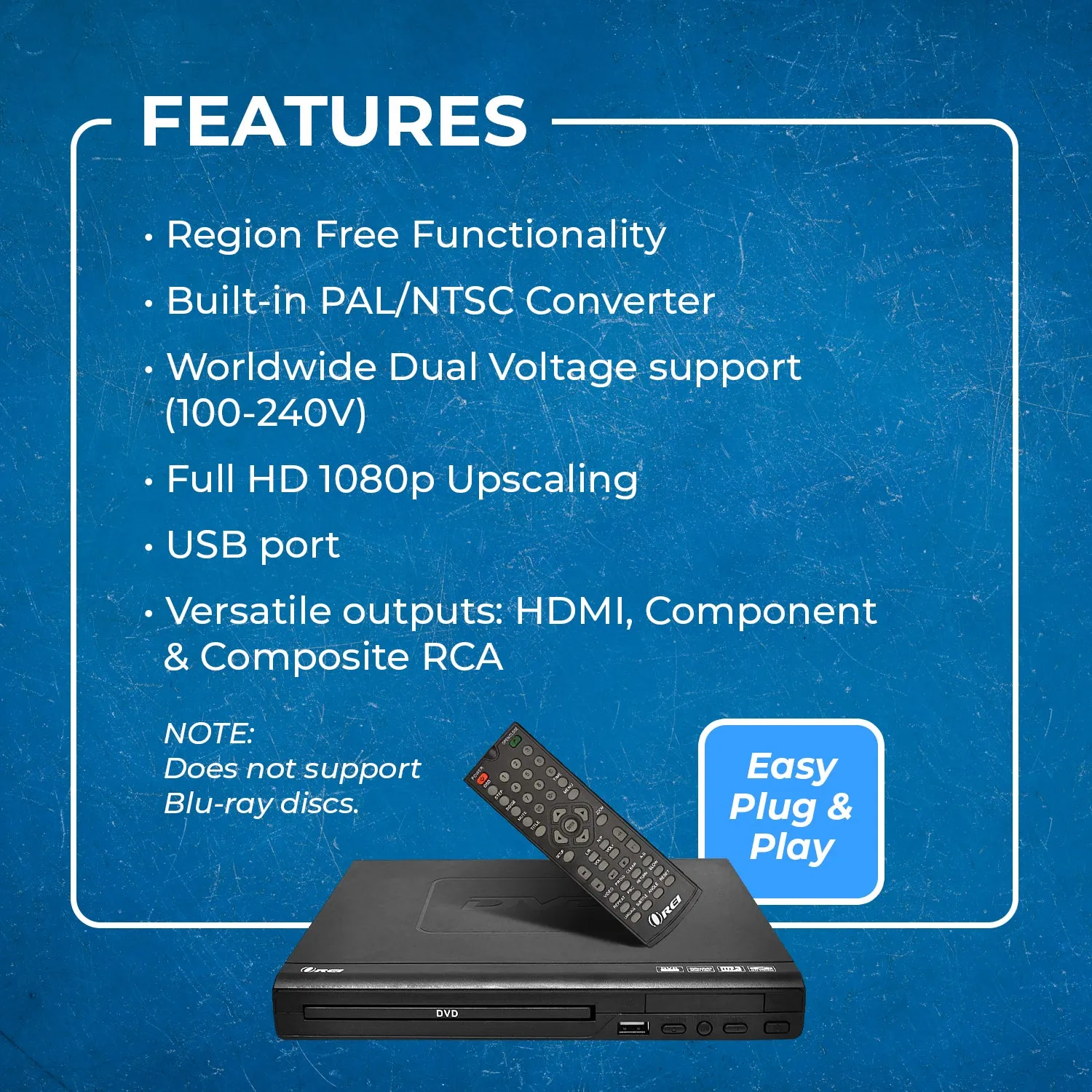 OREI DVD-Z9H: Multi Region Free HDMI DVD player -USB Input - Built-In PAL/NTSC