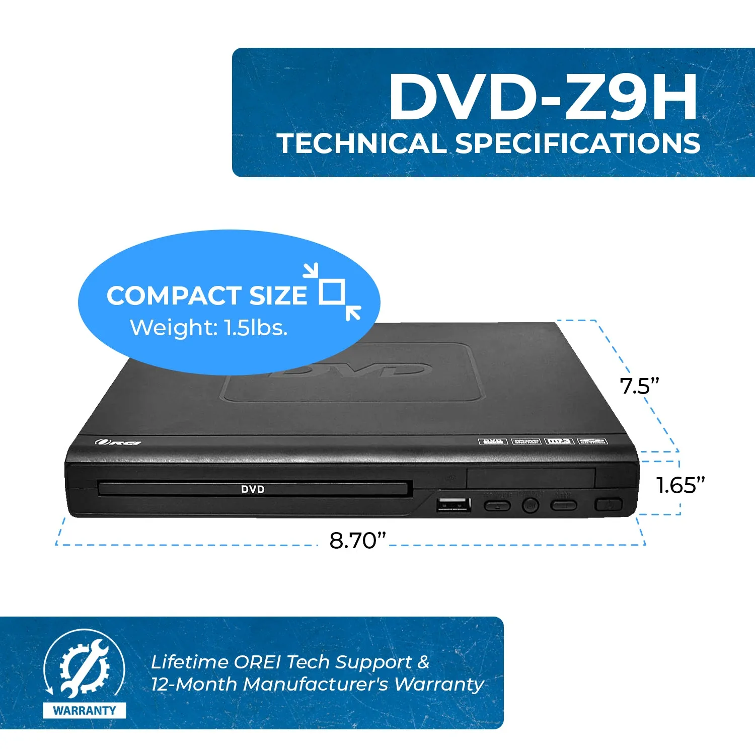 OREI DVD-Z9H: Multi Region Free HDMI DVD player -USB Input - Built-In PAL/NTSC