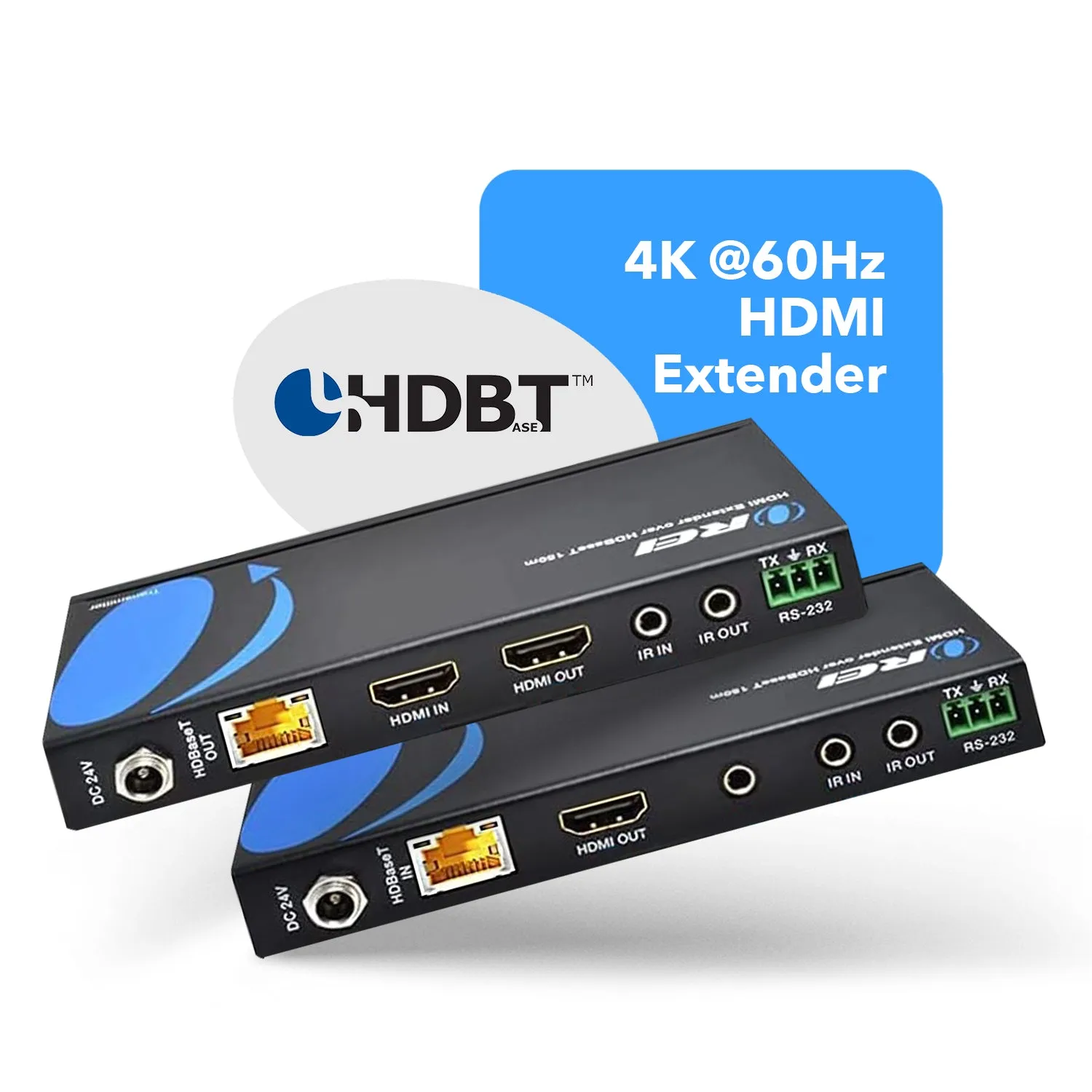 OREI HDBaseT 4K 30Hz HDMI Extender over Cat5e/6 Ethernet LAN cable - Up to 130 Ft - IR, CEC, RS-232, PoC (EX-115UHD-K)