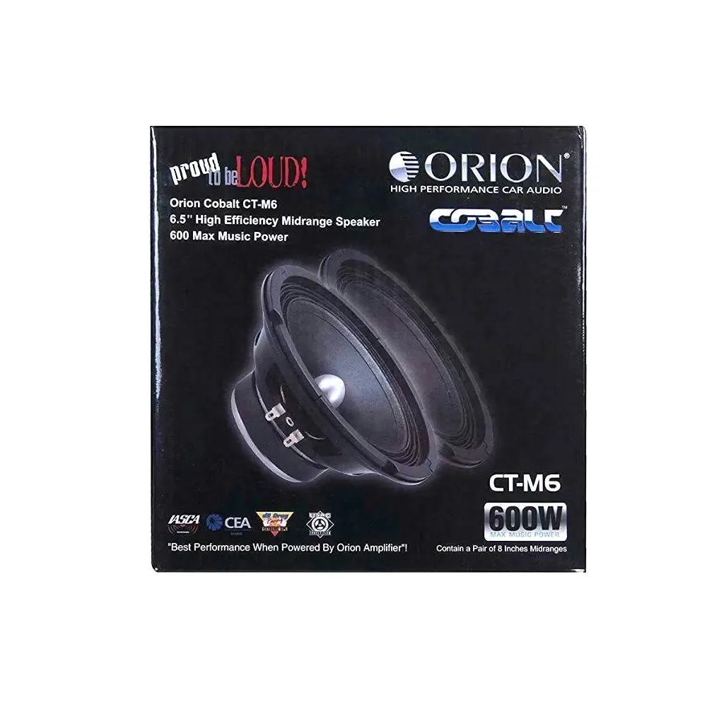 Orion Cobalt Series CT-M6 6.5" 600 Watts Max High Efficiency 4-Ohm Midrange Speakers (Pair)