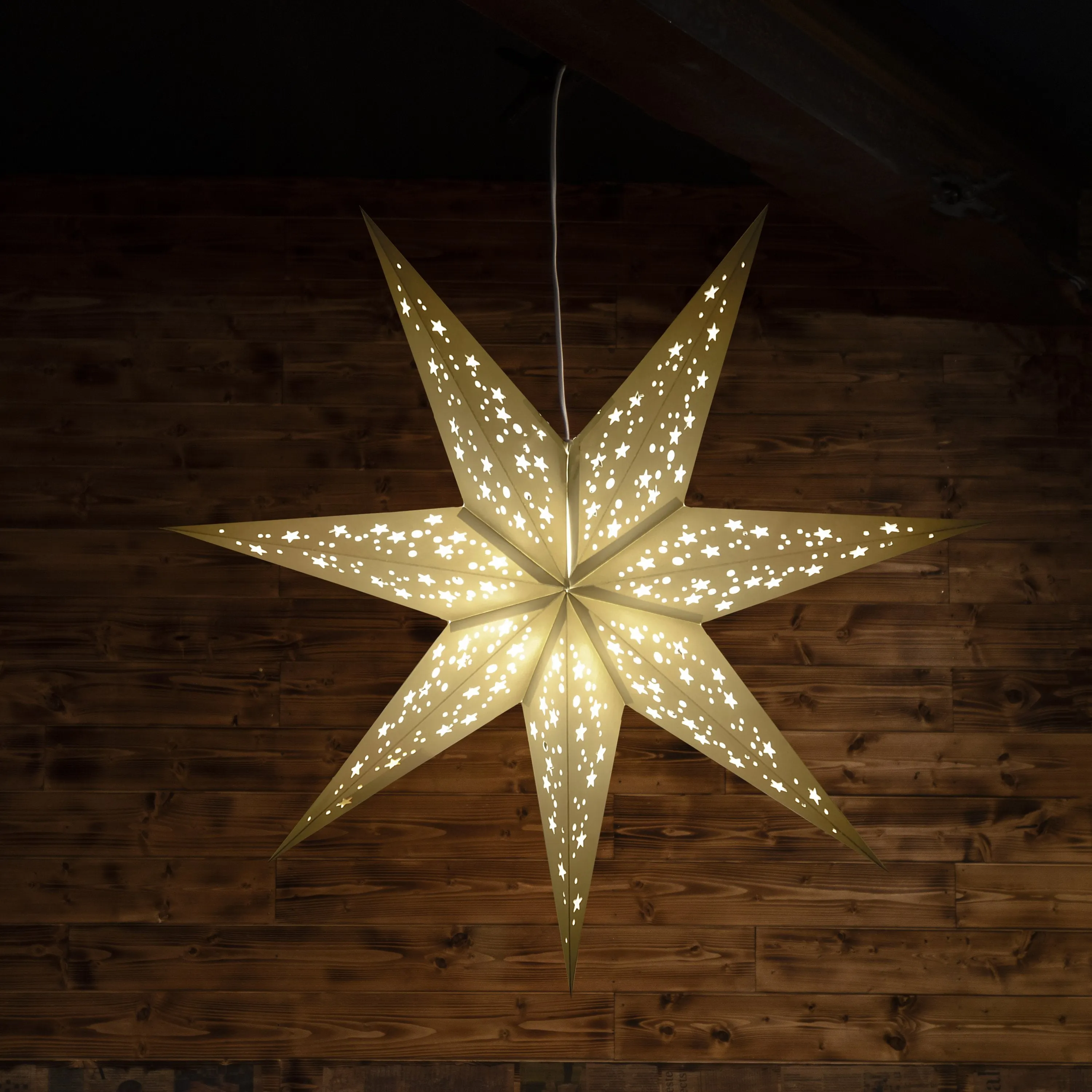 Paper Star Lampshade - Venus White / Caramel