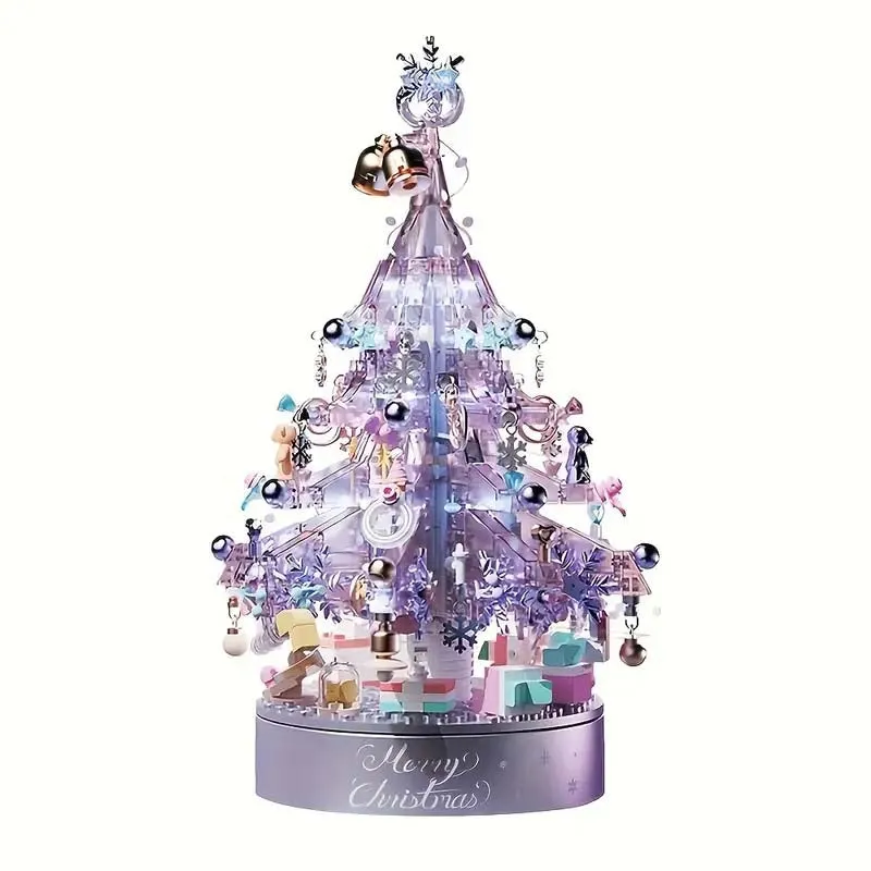 Purple Christmas Tree Music Box with Lights