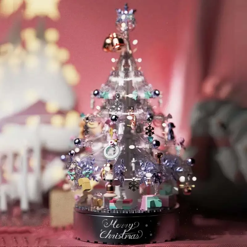 Purple Christmas Tree Music Box with Lights