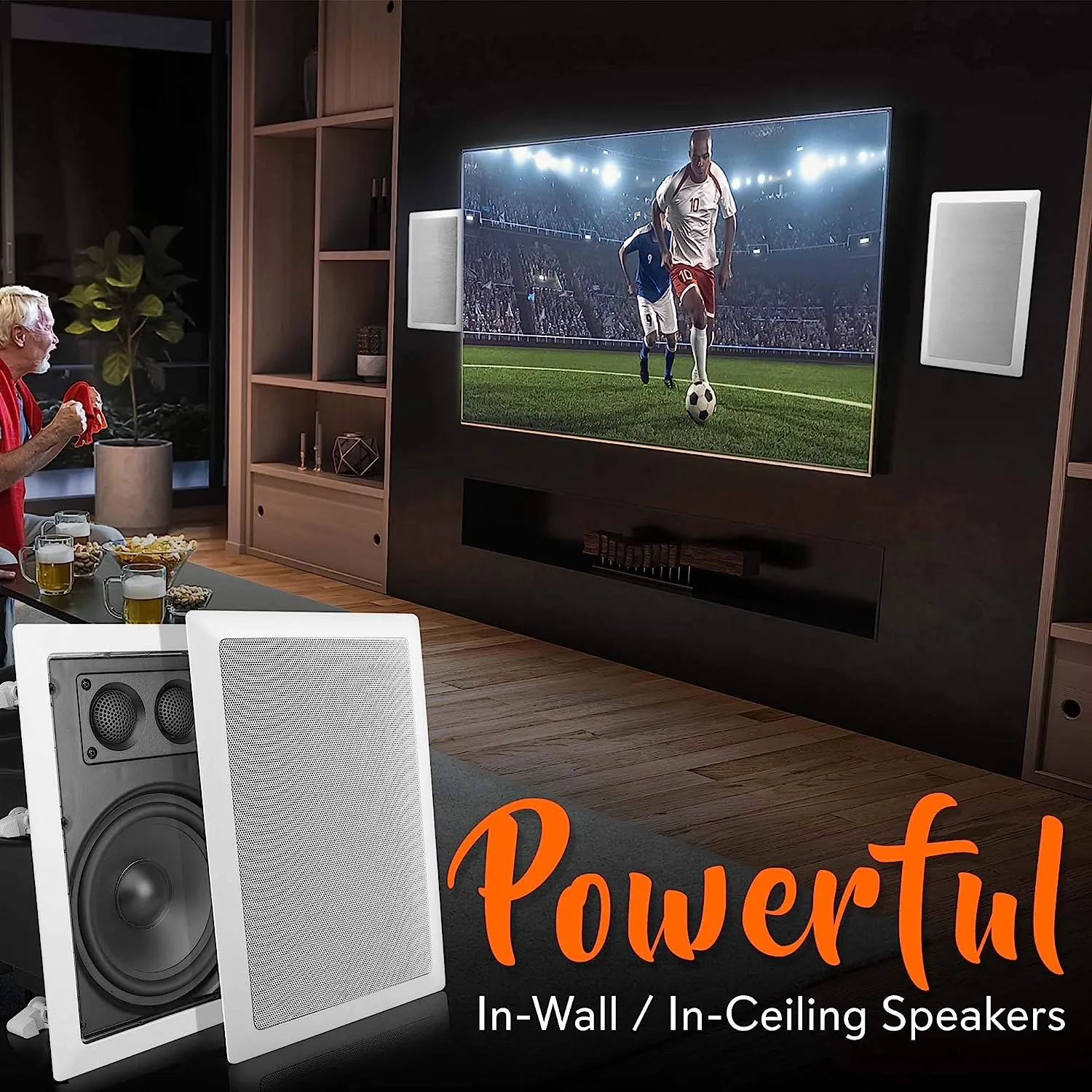 Pyle In-Wall / In-Ceiling Dual 6.5'' Enclosed Speaker Systems, 2-Way Flush Mount Stereo Speakers (Pair)