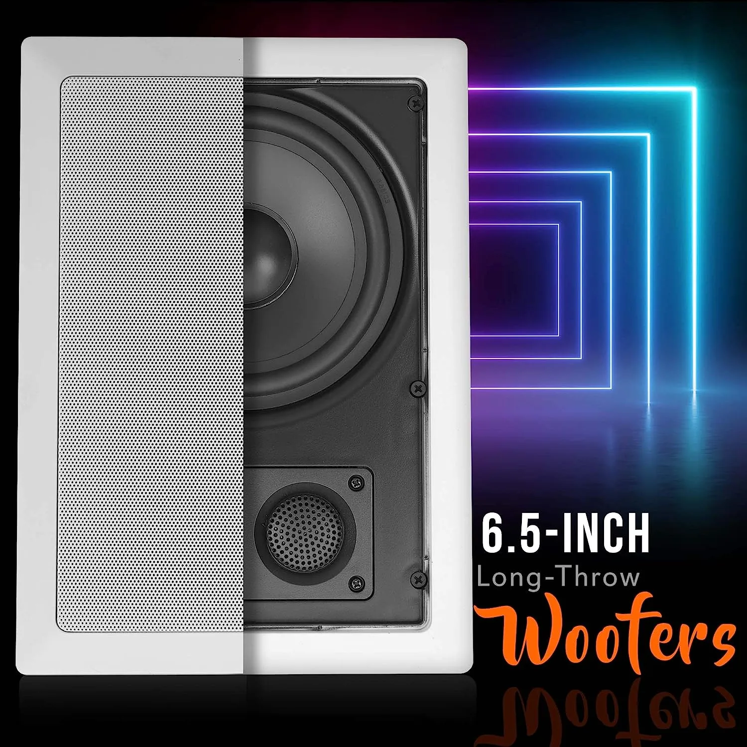 Pyle In-Wall / In-Ceiling Dual 6.5'' Enclosed Speaker Systems, 2-Way Flush Mount Stereo Speakers (Pair)