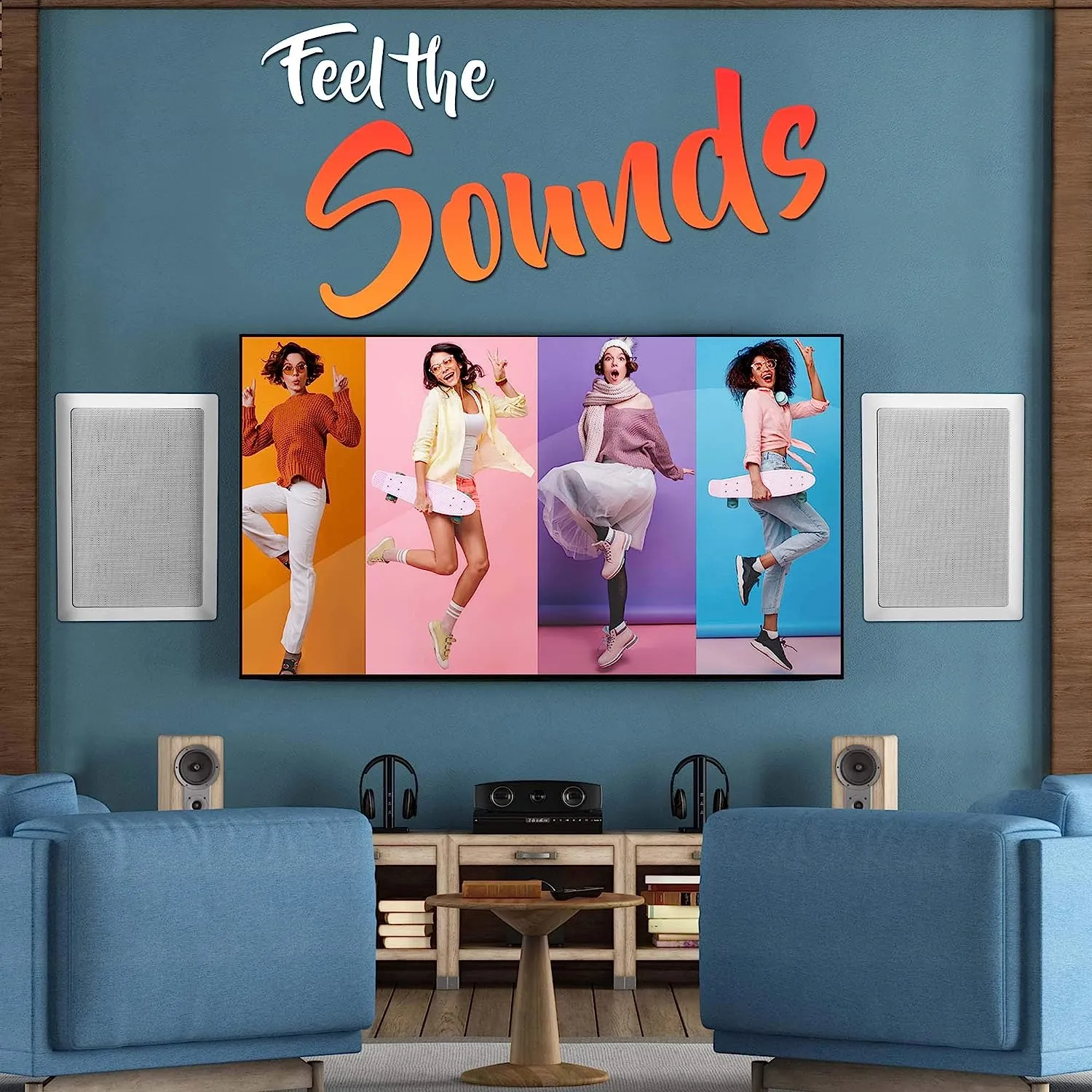 Pyle In-Wall / In-Ceiling Dual 6.5'' Enclosed Speaker Systems, 2-Way Flush Mount Stereo Speakers (Pair)