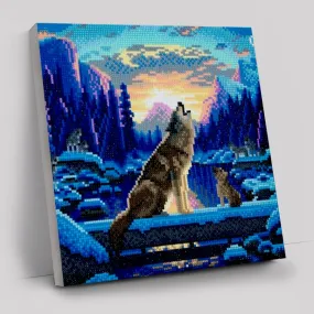 "Howling Wolves" Framed Crystal Art Kit 30x30cm