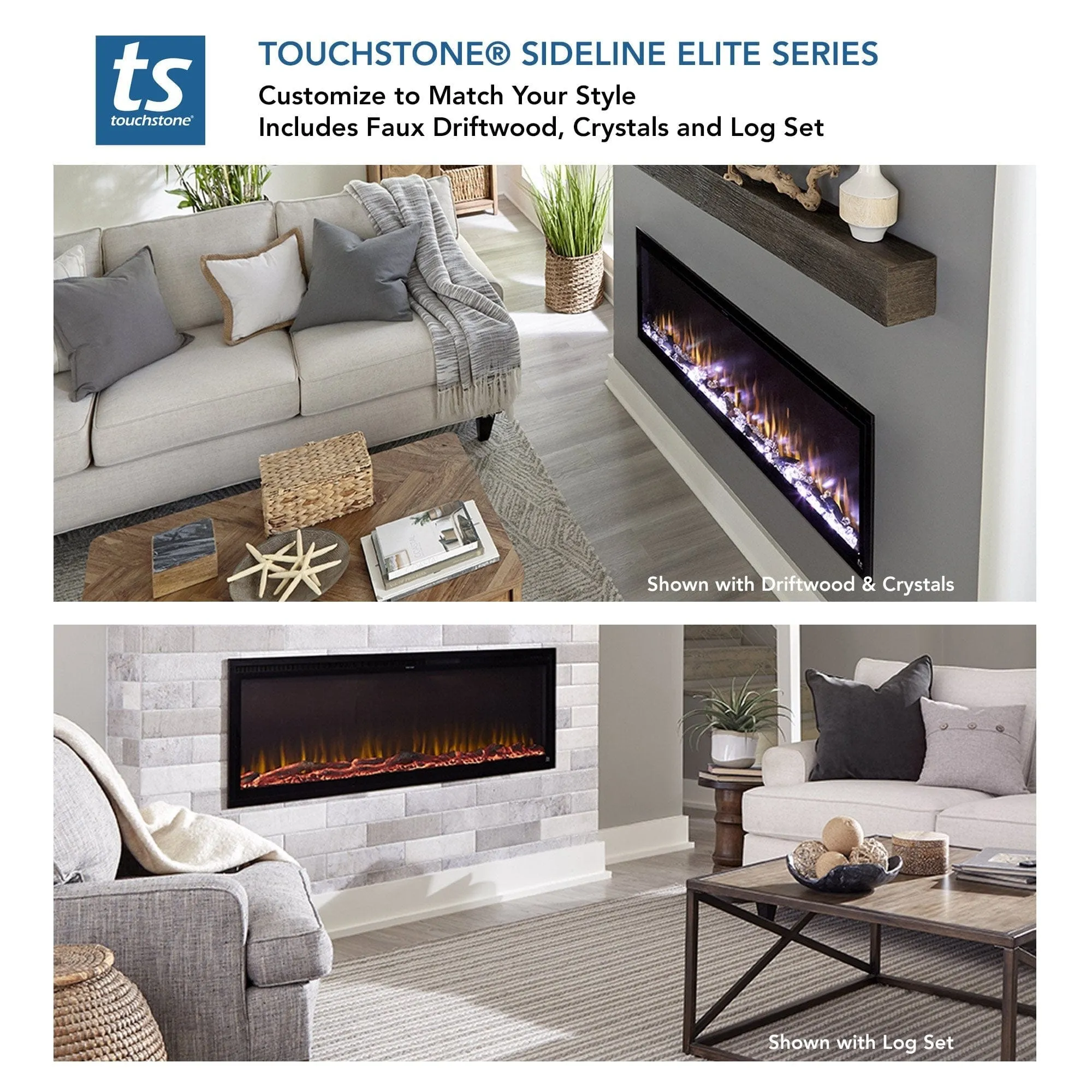 Refurbished Sideline Elite Smart 100 Inch WiFi-Enabled Recessed Electric Fireplace (Alexa/Google Compatible)