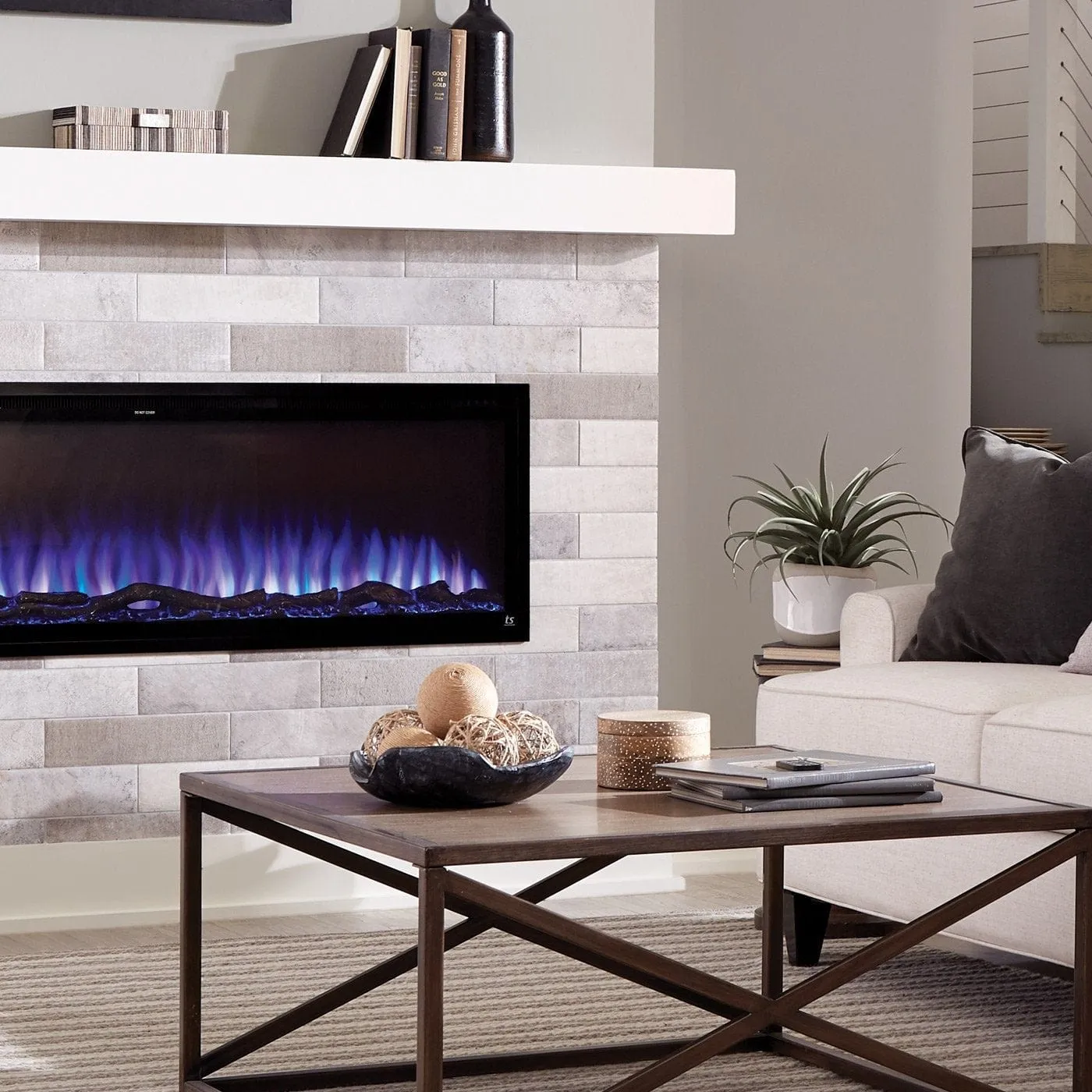 Refurbished Sideline Elite Smart 100 Inch WiFi-Enabled Recessed Electric Fireplace (Alexa/Google Compatible)