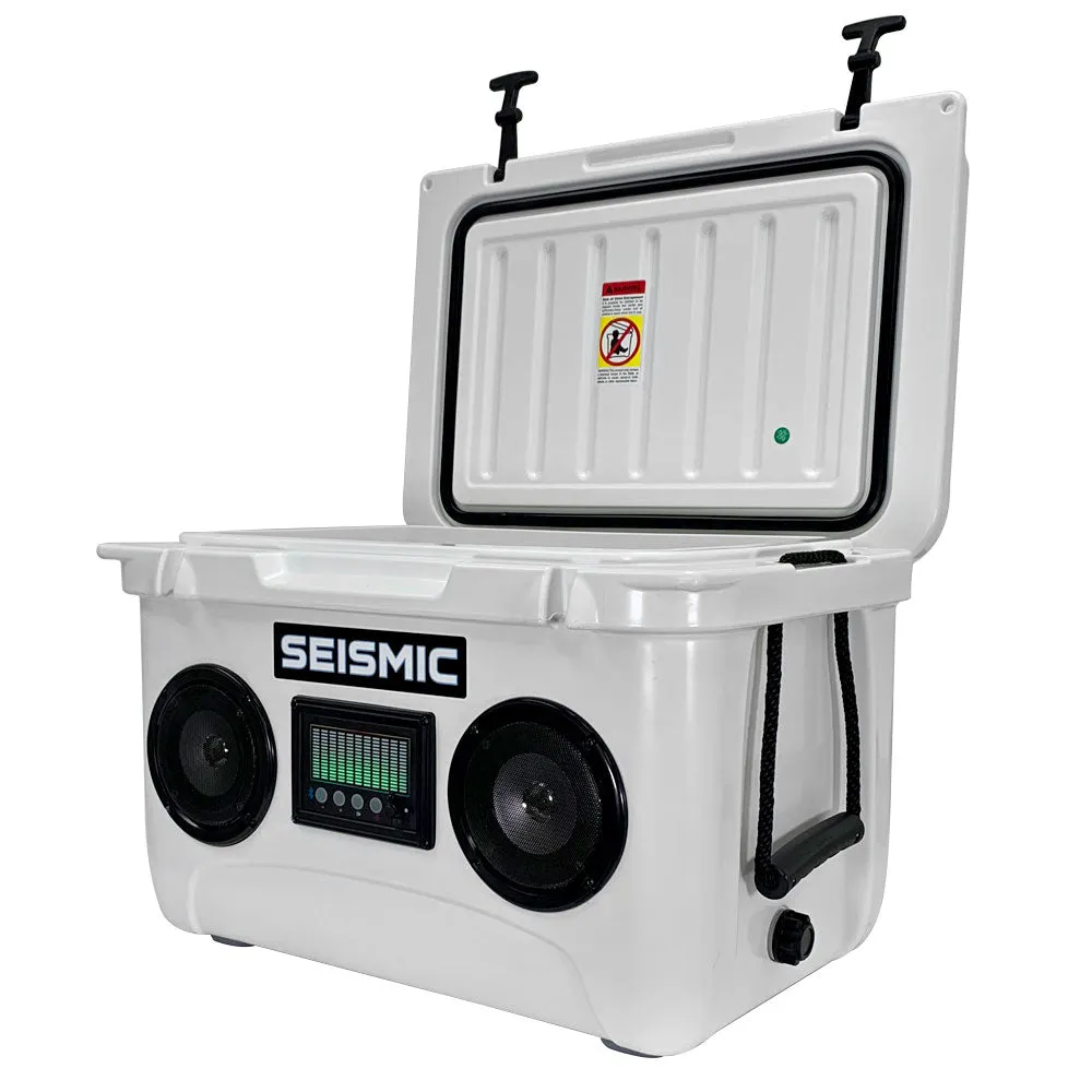 SC37WS-White - 37 Quart White Hard Cooler Box with Built-In Bluetooth Speakers