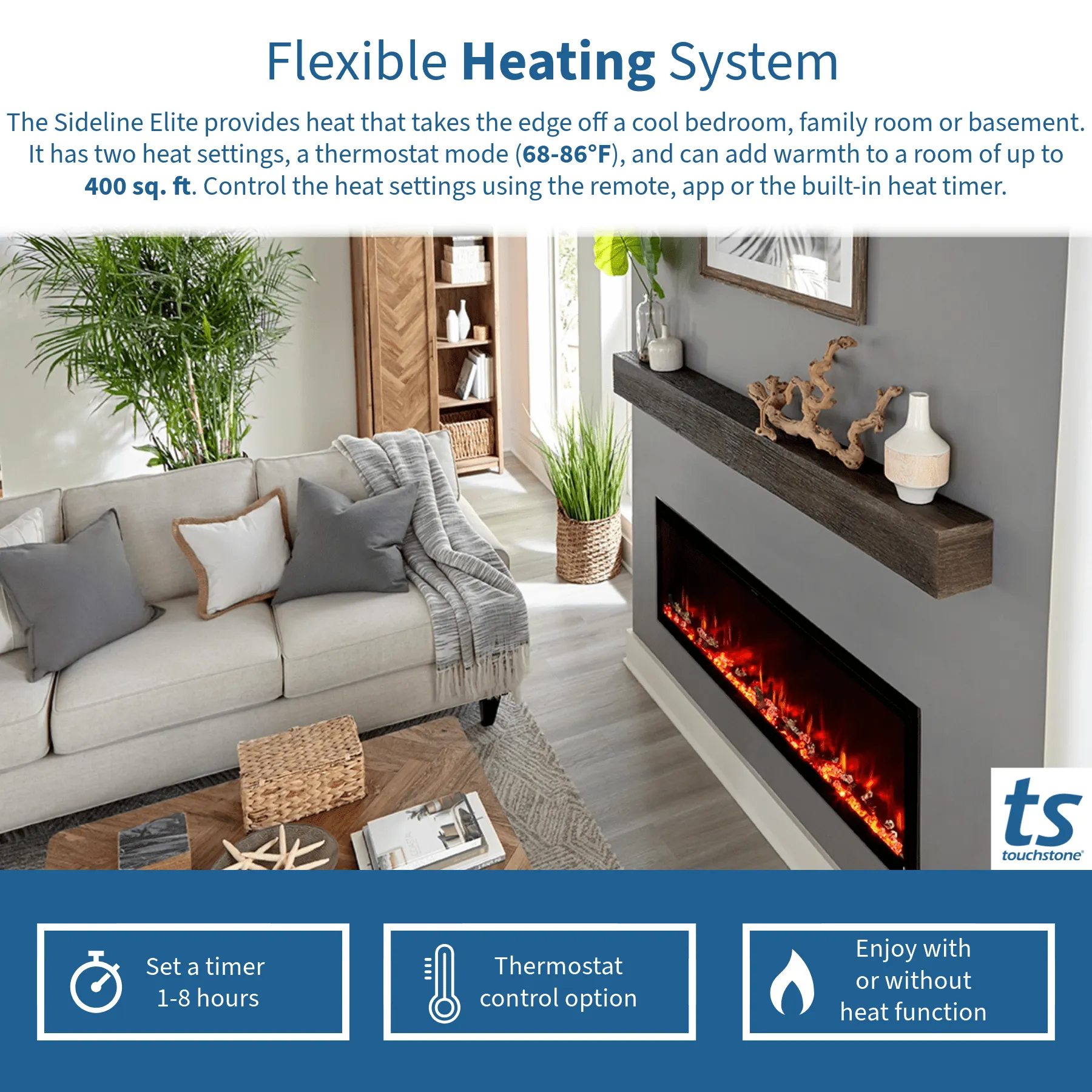 Sideline Elite 42 Inch Recessed Smart Electric Fireplace 80042