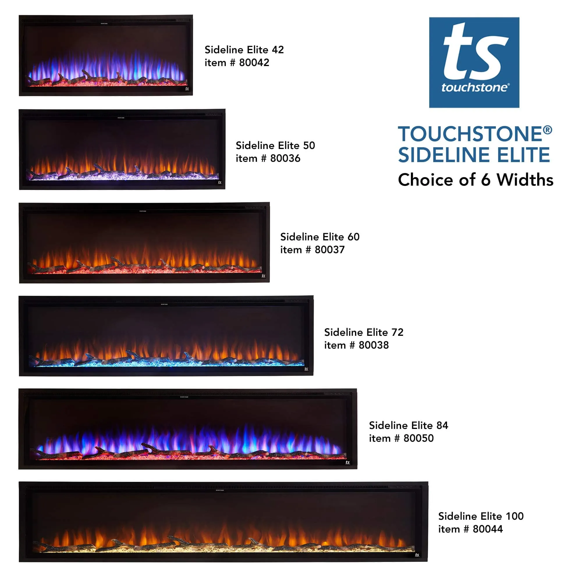 Sideline Elite 42 Inch Recessed Smart Electric Fireplace 80042