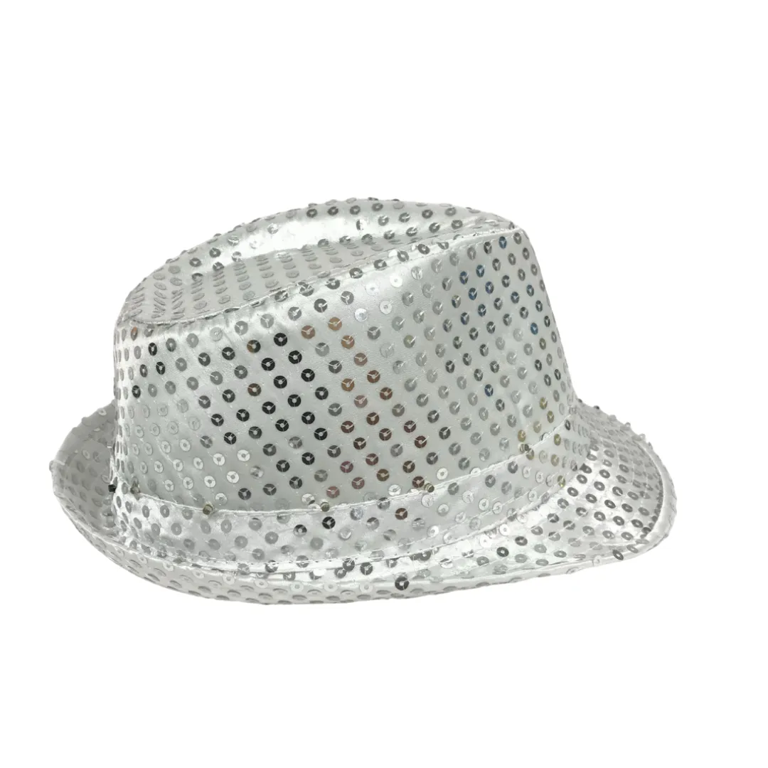 Silver LED Fedora with 14 White Lights (Each)