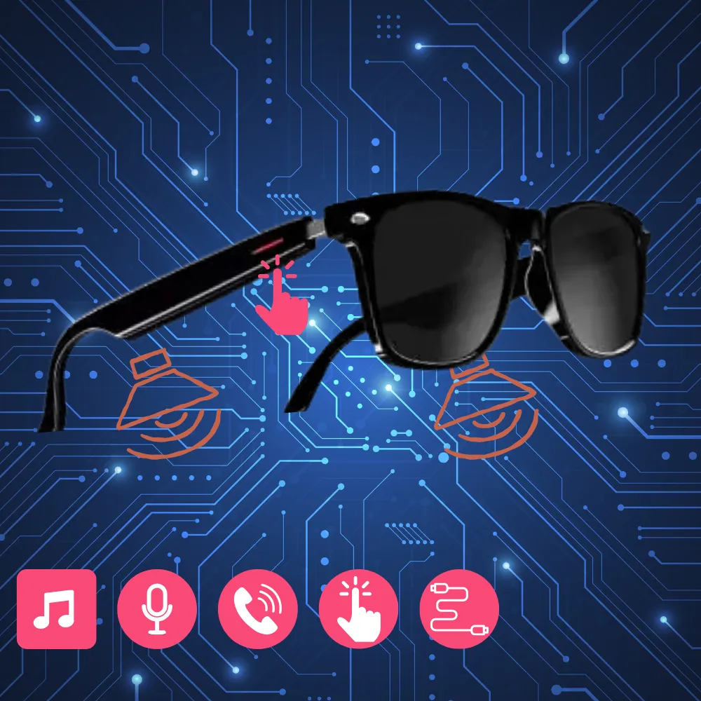 Smart Glasses Built-in Mic Speakers Touch & Voice Assistant Music