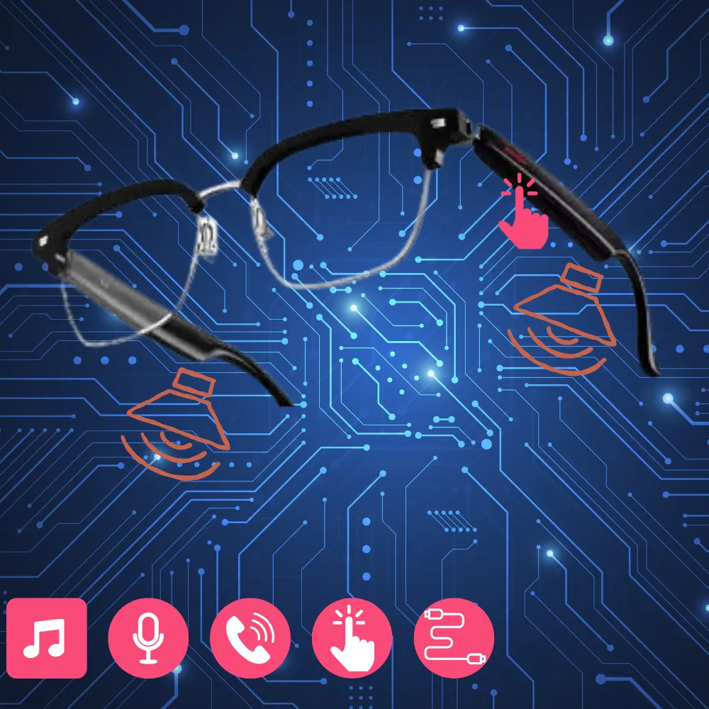 Smart Glasses Built-in Mic Speakers Touch & Voice Assistant Music