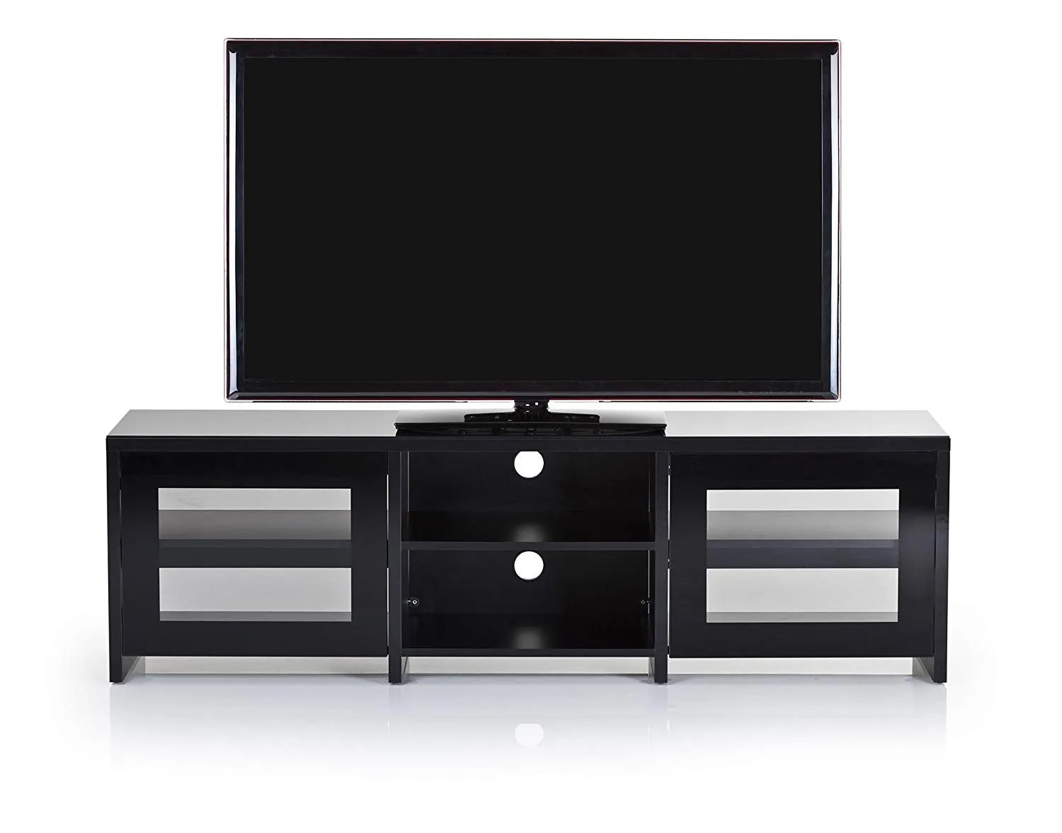 Sonorous LB-1620 Modern Wood and Glass TV Stand for TVs up to 75"-Black