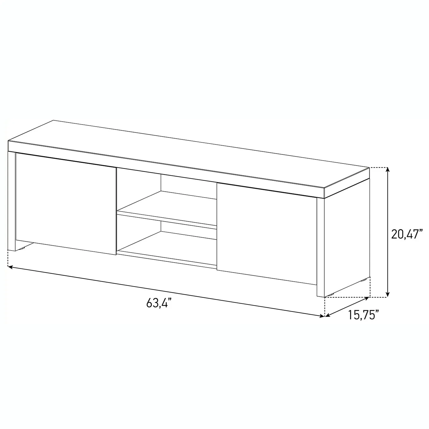 Sonorous LB-1620 Modern Wood and Glass TV Stand for TVs up to 75"-Black