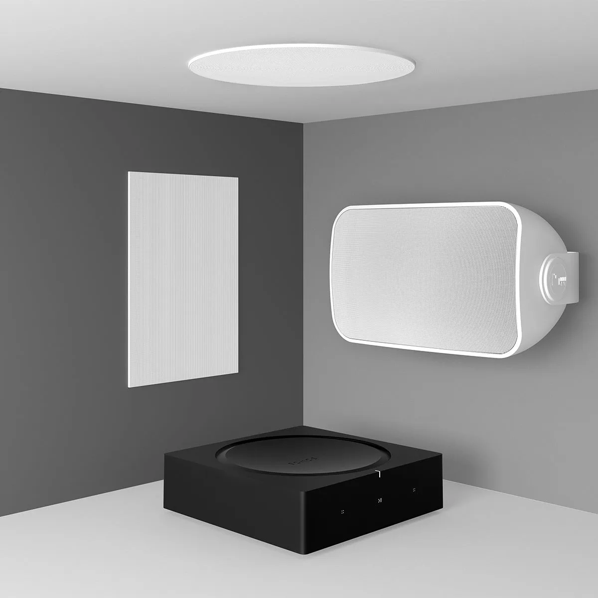 Sonos OUTDRWW1 Outdoor Architectural Speaker Pair with Amp Wireless Hi-Fi Player (White)
