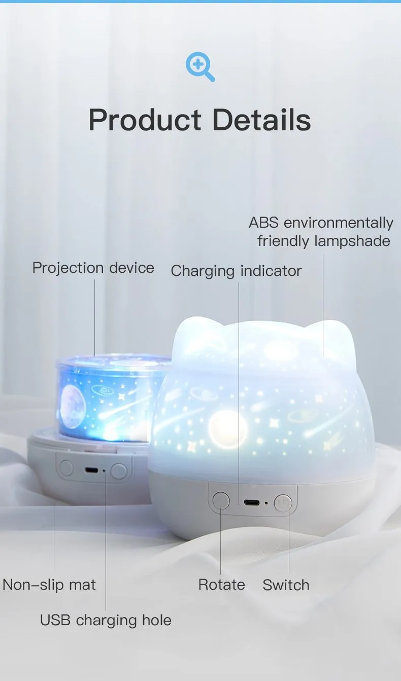 Star Projector Light Colorful Music LED Night Lights USB Charging/Rotatable/Sing Project lamp Bedroom Party
