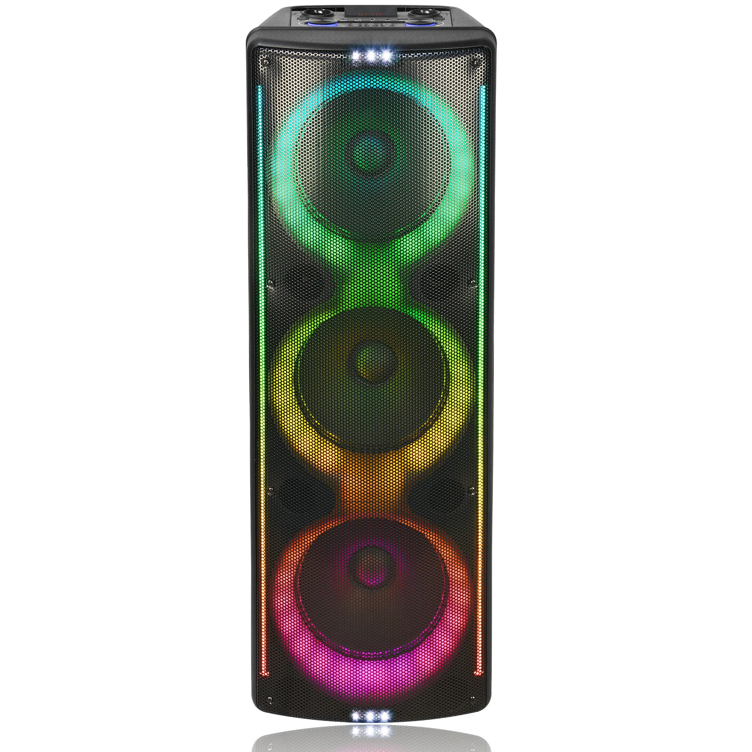 TOPTECH AL-310, 3x10" Bluetooth Speaker with Disco Lights & 6 Inputs for Home/Outdoor
