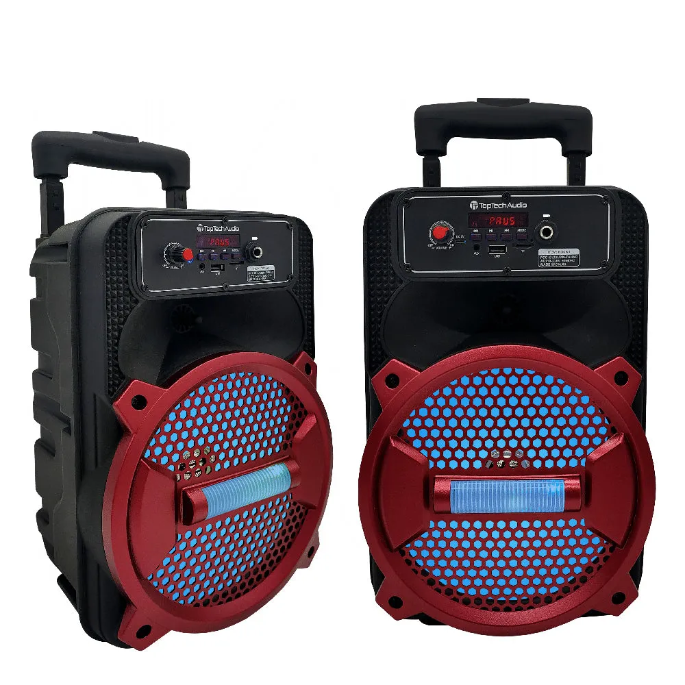 TOPTECH ROCK-8 Fully Amplified 8" Bluetooth Speaker with 1500W Power & LED Lights