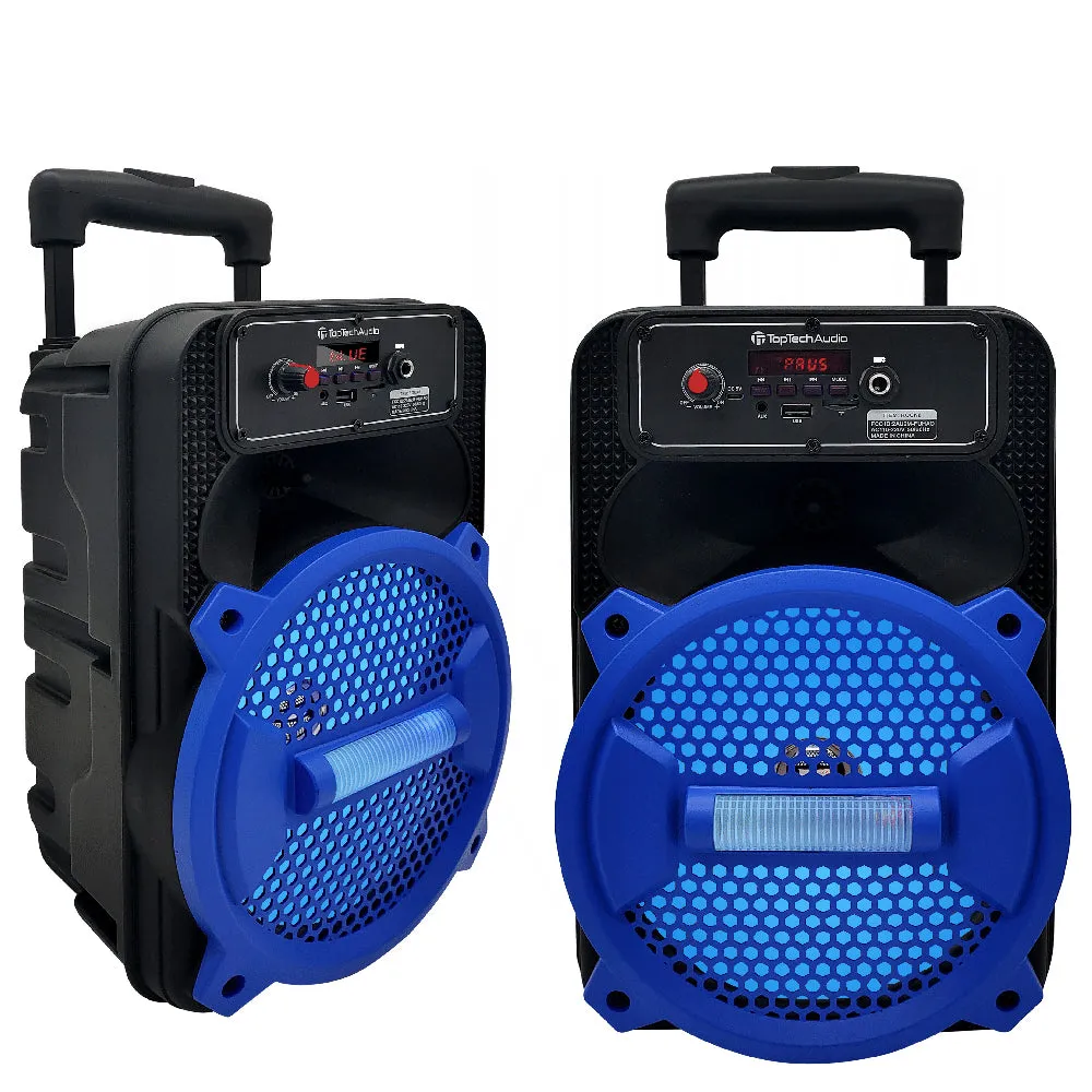 TOPTECH ROCK-8 Fully Amplified 8" Bluetooth Speaker with 1500W Power & LED Lights