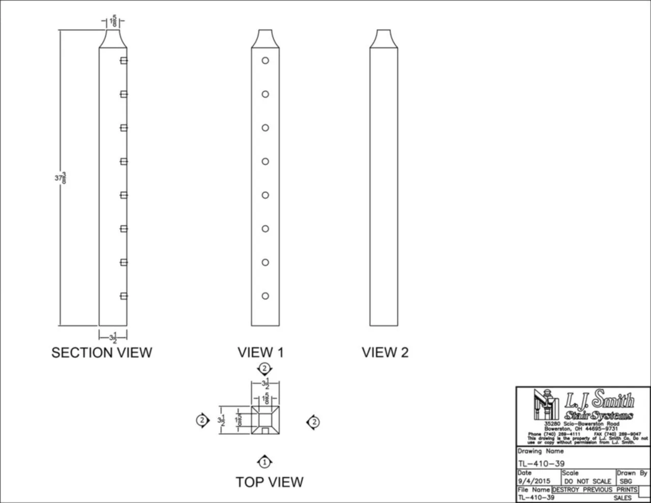 Tube System - Wood Newel - Level Start/Stop - TL-410-XX
