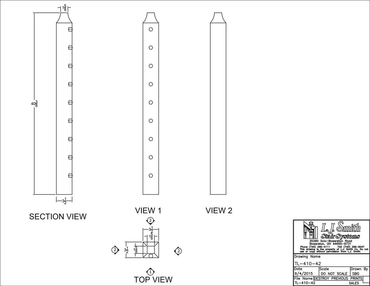 Tube System - Wood Newel - Level Start/Stop - TL-410-XX