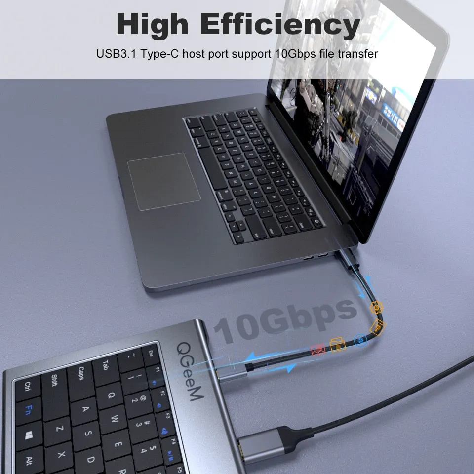 USB C Hub for Macbook Pro Triple Display Type C Hub to Dual 4K HDMI & DP Micro SD Card Readers RJ45 Aux PD USB Hub Adapter