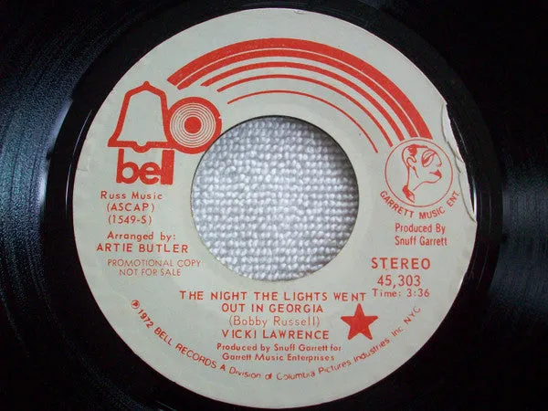 Vicki Lawrence - The Night The Lights Went Out In Georgia (7", Single, Promo) (VG )