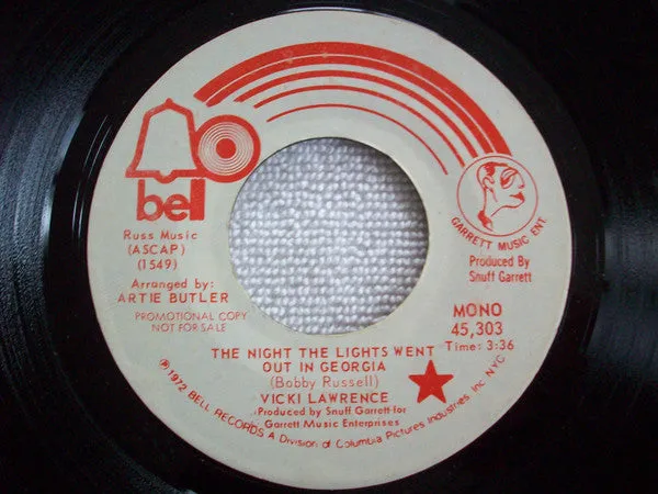 Vicki Lawrence - The Night The Lights Went Out In Georgia (7", Single, Promo) (VG )