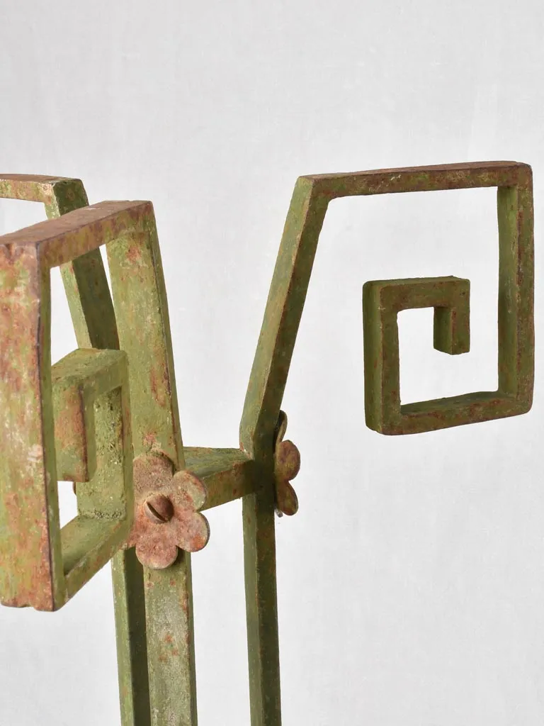 Vintage iron plant stand with green patina 35½"