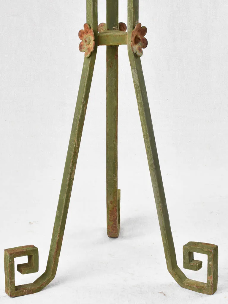 Vintage iron plant stand with green patina 35½"
