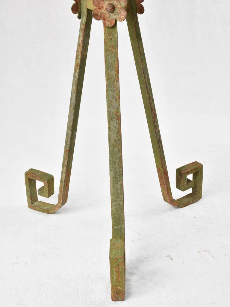 Vintage iron plant stand with green patina 35½"