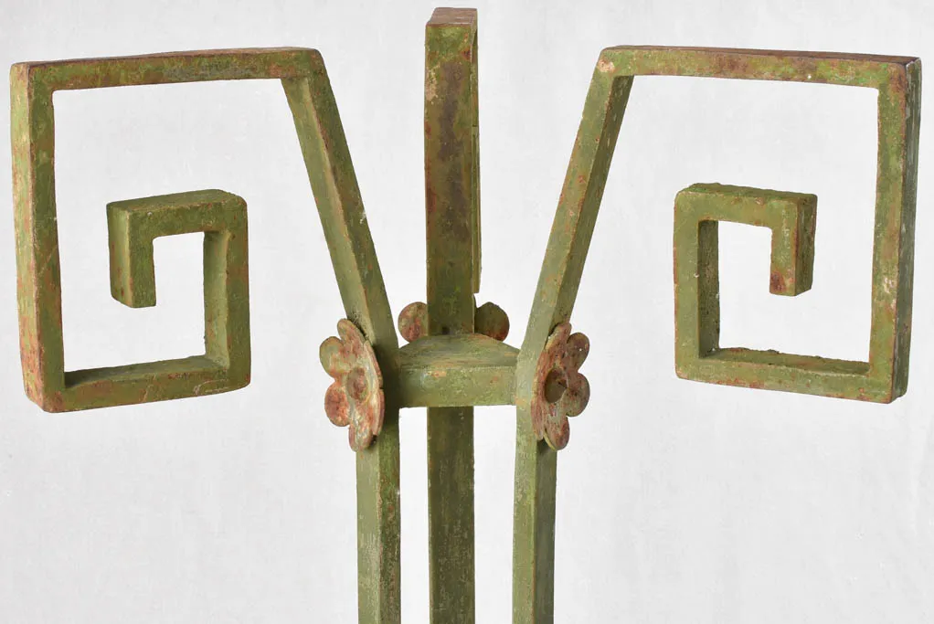 Vintage iron plant stand with green patina 35½"
