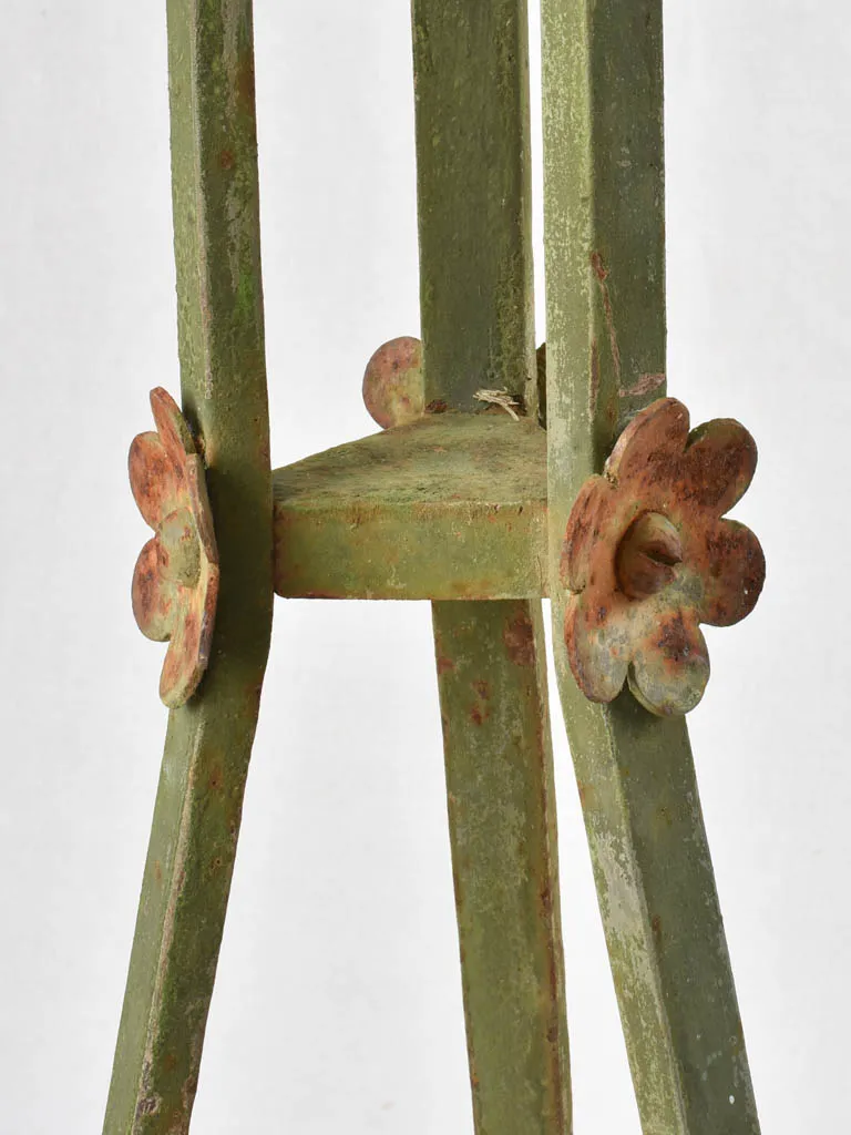 Vintage iron plant stand with green patina 35½"