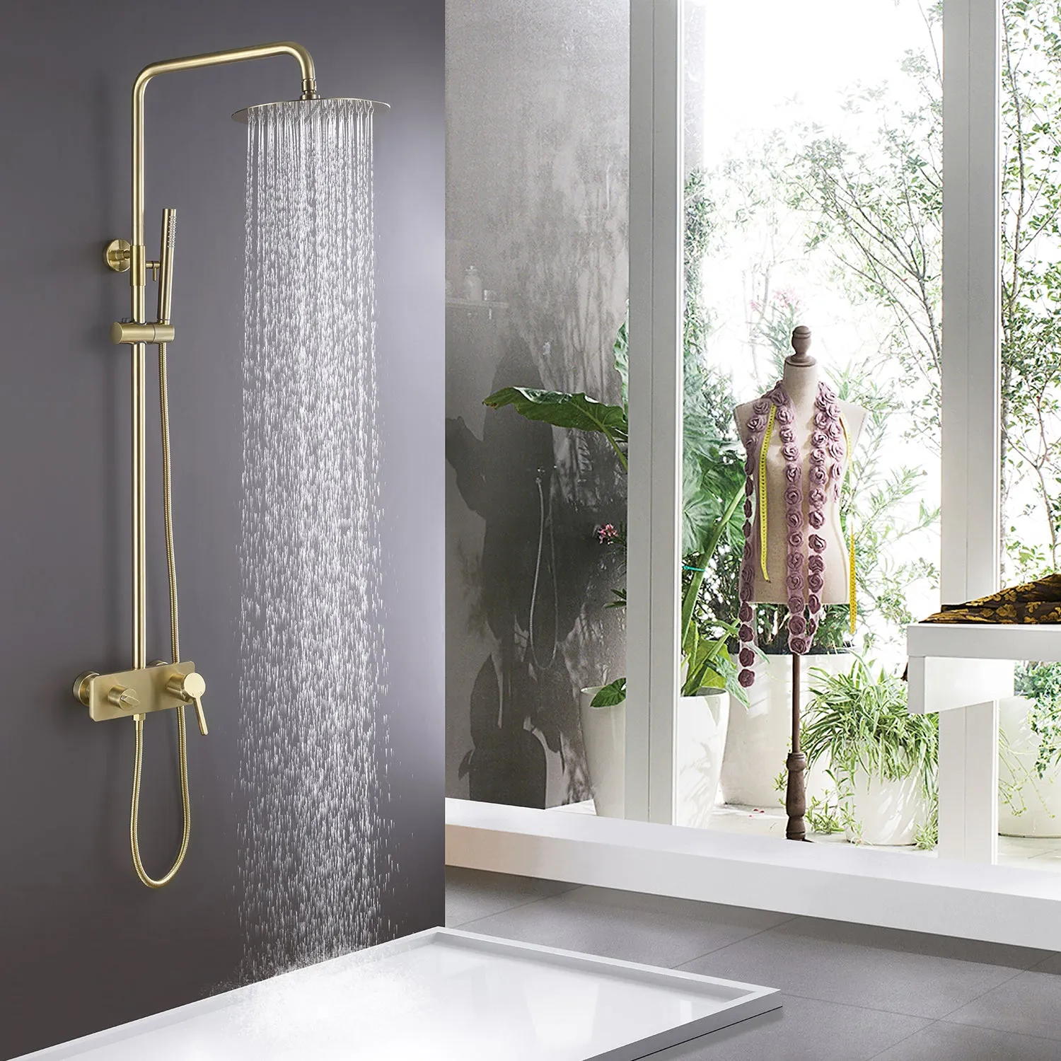 Wall Mount 3-Function Complete Shower System with Rough-In Valve RB1039