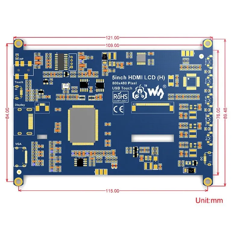 Waveshare 5 Inch Capacitive HDMI LCD Display (H) 800×480