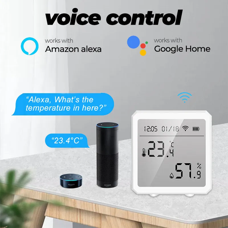 WiFi Smart Adjustable Stroke Electric Window Opener with Thermohygrometer, Phone App Control and Alexa Workable
