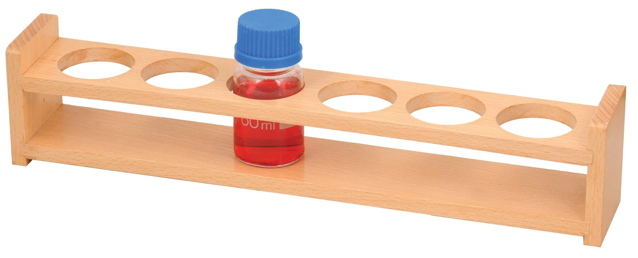 Wooden Bottle Stand - Fits 6 Bottles, up to 1.75" Diameter - Beechwood - Eisco Labs